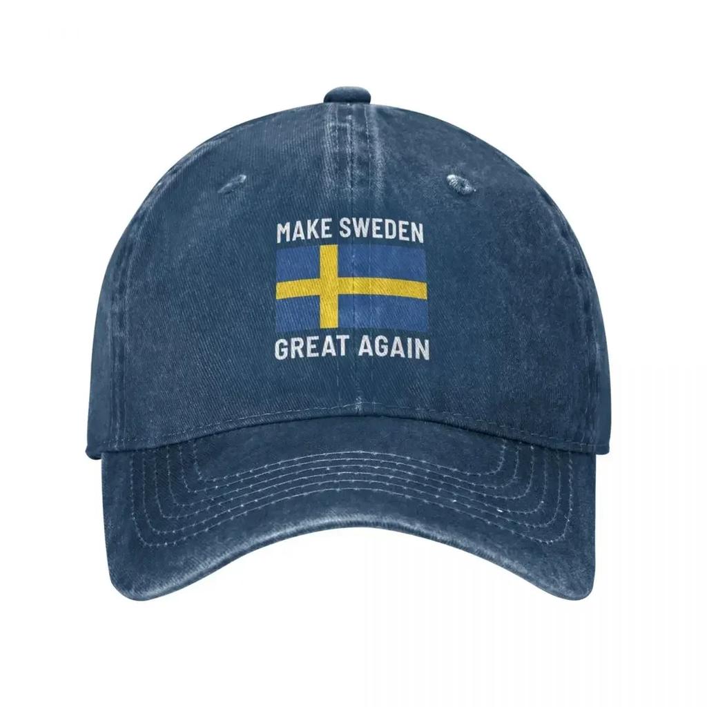 Make Sweden Great Again Sport Retro Denim Washed Baseball Caps Men Cowboy Activities Hats Hiking Peaked Cap
