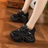 Fashion 9CM High Platforms Women's Vulcanize Shoes New Spring Popular Street Tide Female Dad Shoes Thick Bottom Leather Chunky Sneakers
