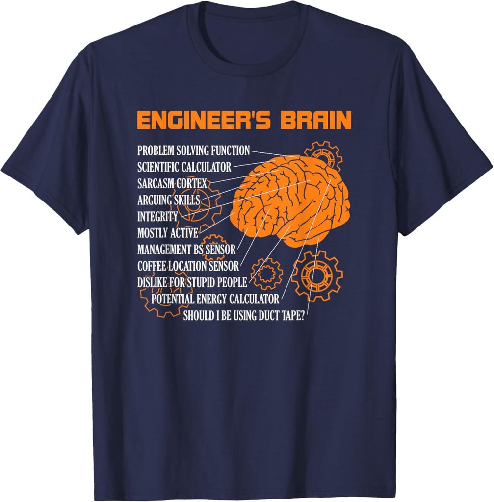 Engineers Brain Funny Engineering Games Process Engineer design100 cotton Oneck short sleeve printed mens Tshirt