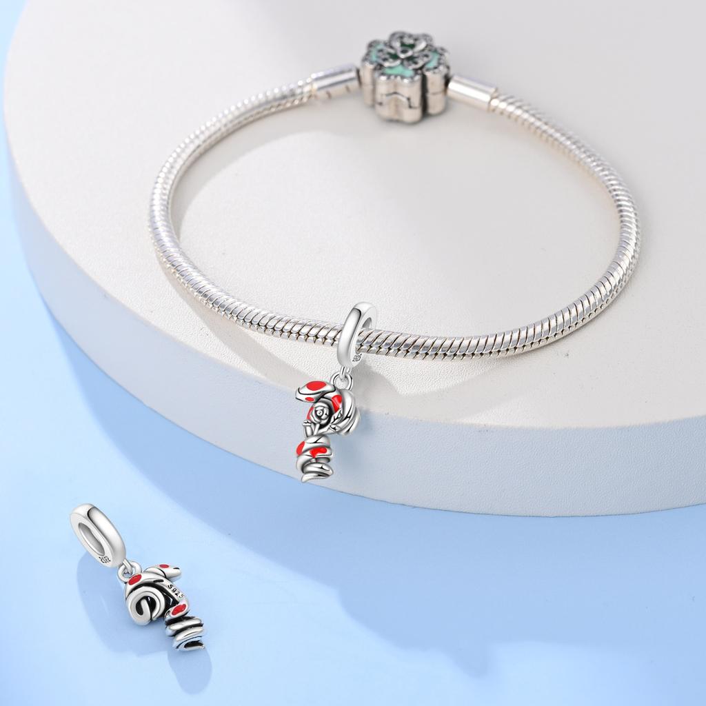 Authentic copper Charm Bead Charms Luxury Rose Snake Bead Charms Compatible With Bracelets Diy Women Making Delicate Gift