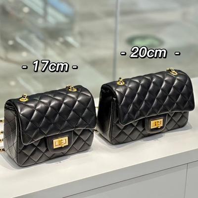 Xiaoxiangfeng Square Chubby Golden Ball Damentasche Schaffell Kleine quadratische Tasche Gitterkette Umhängetasche Damen