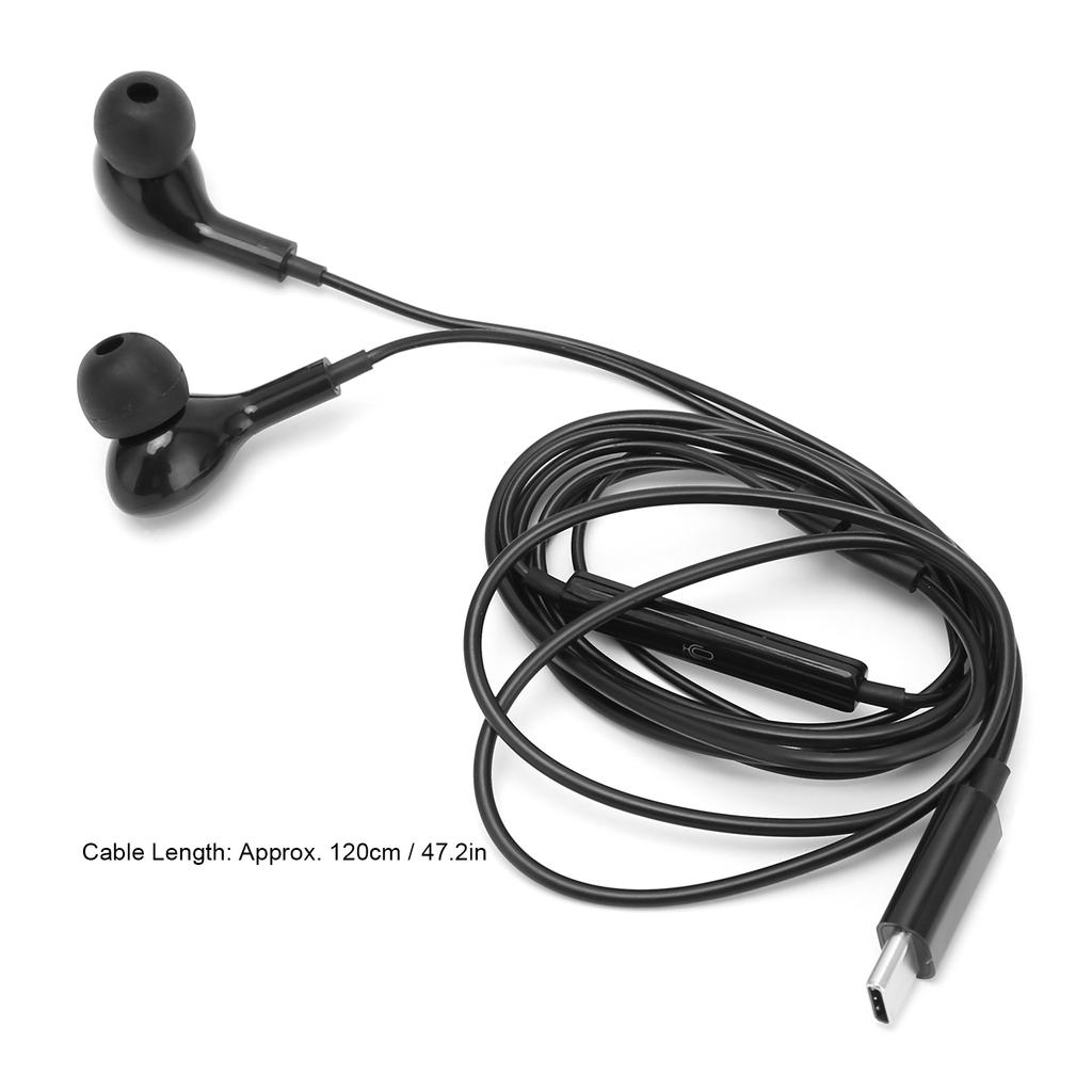 Wired Earphones Type C Digital Chip Noise Canceling Mobile Phone Earbubs with Volume Control