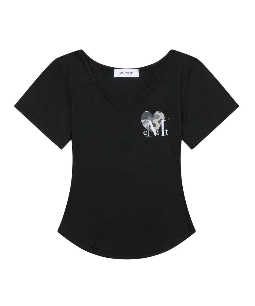 MUCENT Veint Heart Camo V-Neck Short Sleeve T-Shirt (3 Colors)