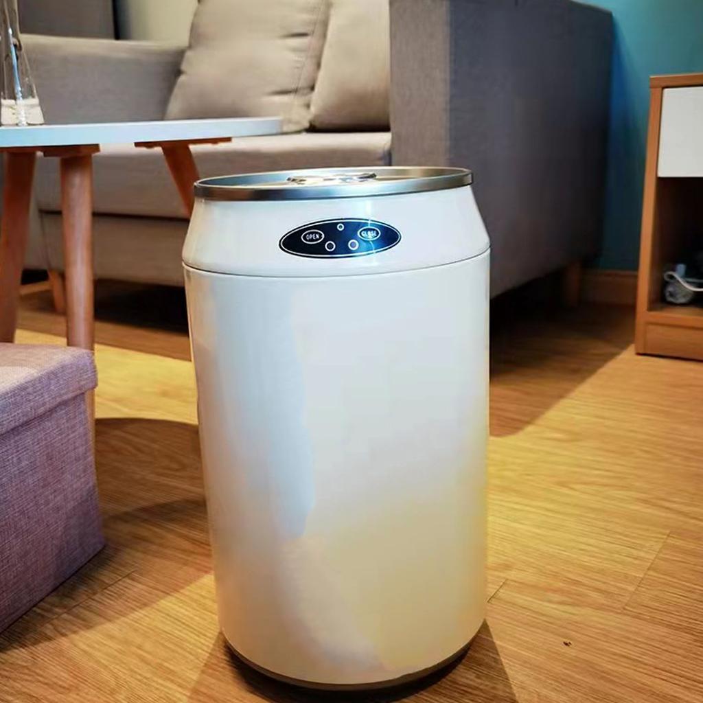 Smart Trash Can Stainless Steel Automatic Motion Sensor Large Capacity Waste Bin for Home Beige