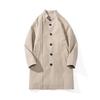 ROMON Men's Mid-Length Stand Collar Trench Coat