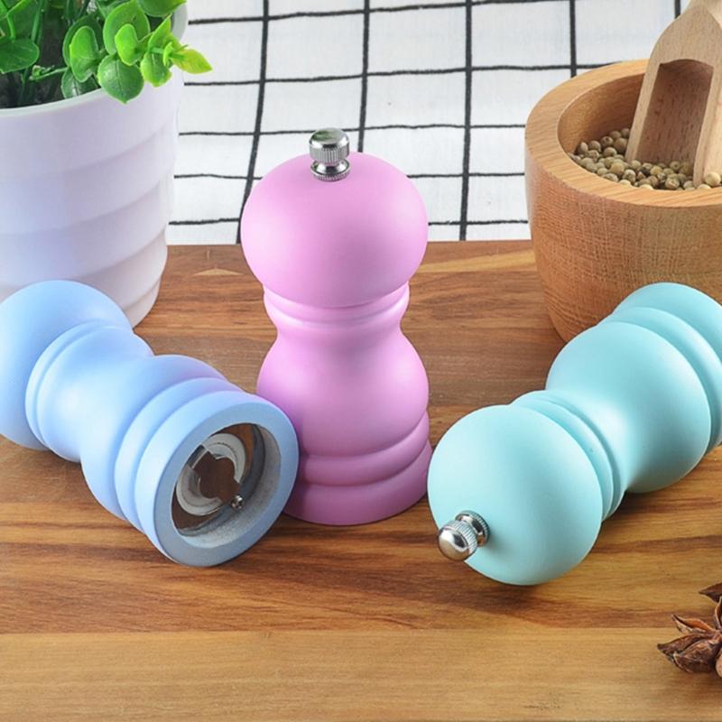 Molino de Pimienta de Mano con Exterior de Madera de Caucho Tamaño de Molienda Ajustable Molinillo de Condimentos Herramienta de Cocina