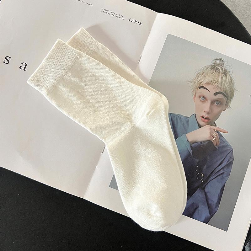 Women's Pure Cotton Breathable Mid-Calf Socks - Sweat-Absorbent, High Elastic, Anti-Pilling, Seamless, Postpartum Versatile Socks