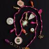Geometric Copper Pendant Necklace With Colorful Dangle Charms For Unisex Fashion Accessory