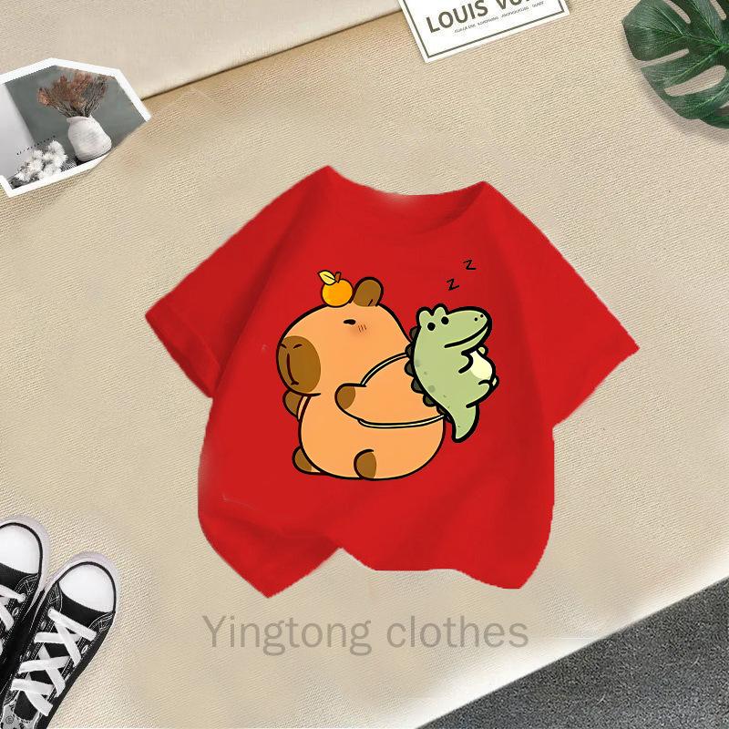 Summer Fashion Girls' Short Sleeved T-shirt Cute Printed Girls' Casual Versatile Top Cross Border