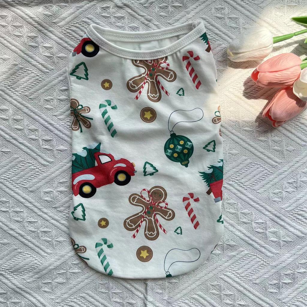 Summer Christmas Vest Pet Dog Dog Cat Thin Breathable Teddy Bigbear Small Dog Pet Clothing