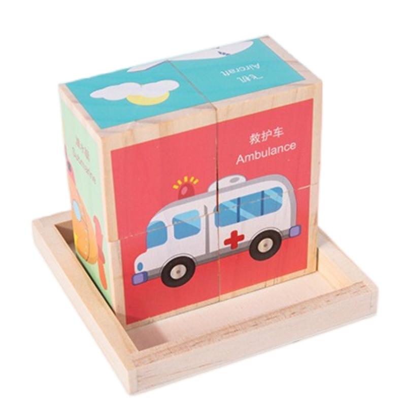 

Sides 6 3d Puzzle Game Cubes Animal Traffic Wooden Blocks Education Kids Toys Transport