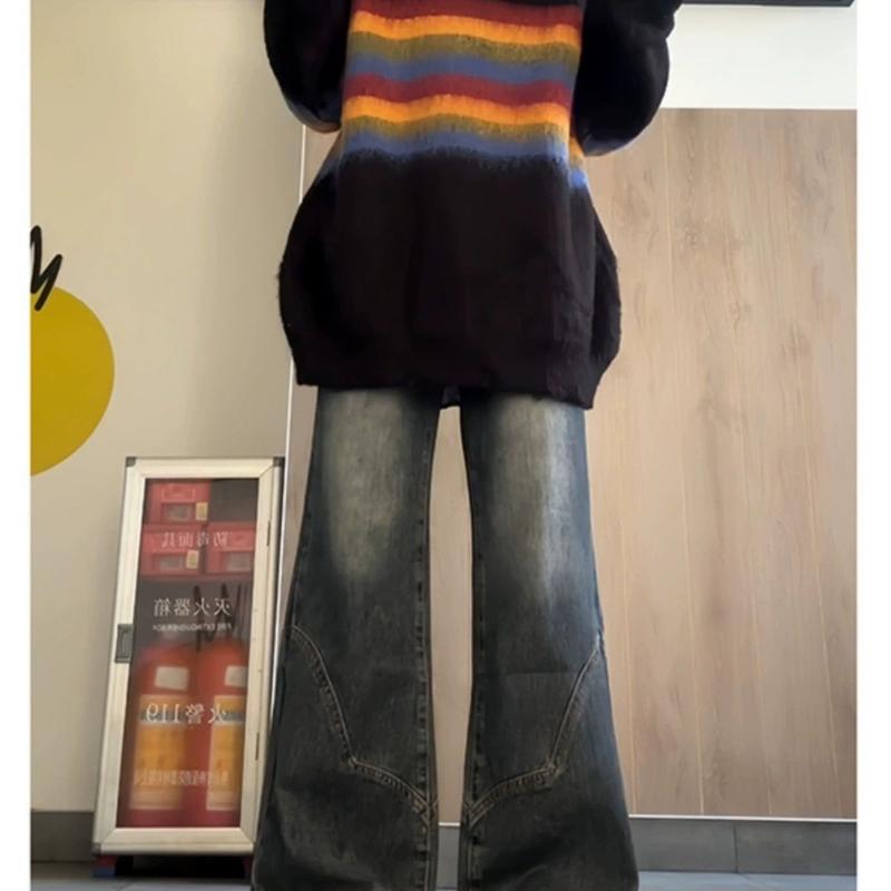 Ladies Colored Striped Black Sweater Korean Loose Female Knitted Sweaters Autumn Fashion  Women Versatile Pullover Tops