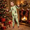 Parent-Child Matching Christmas Print Long Sleeve Neck Loungewear Set with Long Pants