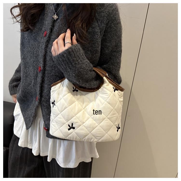 Koreaanse Ruit Herfst/Winter Handtas - High-End Geborduurde Kleine Tote