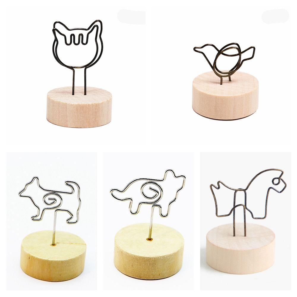 Ornament Home Decoration Photo Clips Picture Holder Frame Round Wooden Base Message Paper Support