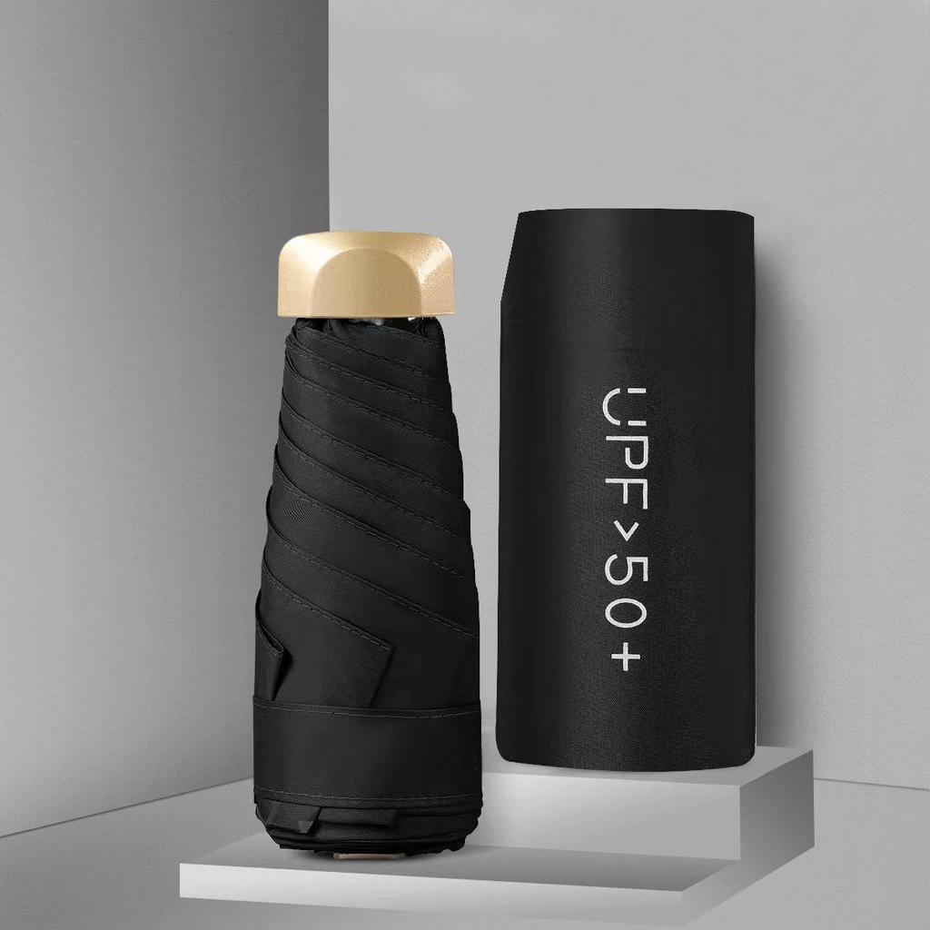 New Macaron Color Five-Fold Ultra-Light Sun Protection Compact Mini Umbrella with Buckle Handle
