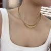 Titanium steel necklace does not fade, high-grade cold metal wind curved pipe pendant design collar, fashionable versatile neck chain