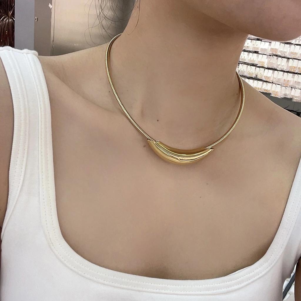 Titanium steel necklace does not fade, high-grade cold metal wind curved pipe pendant design collar, fashionable versatile neck chain