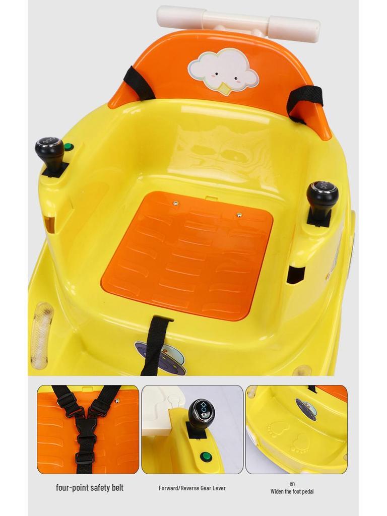Kids' Electric 4-Wheel Drift Car with Dining Tray: Forward, Backward, Rotate - Indoor Toy with Free Shipping