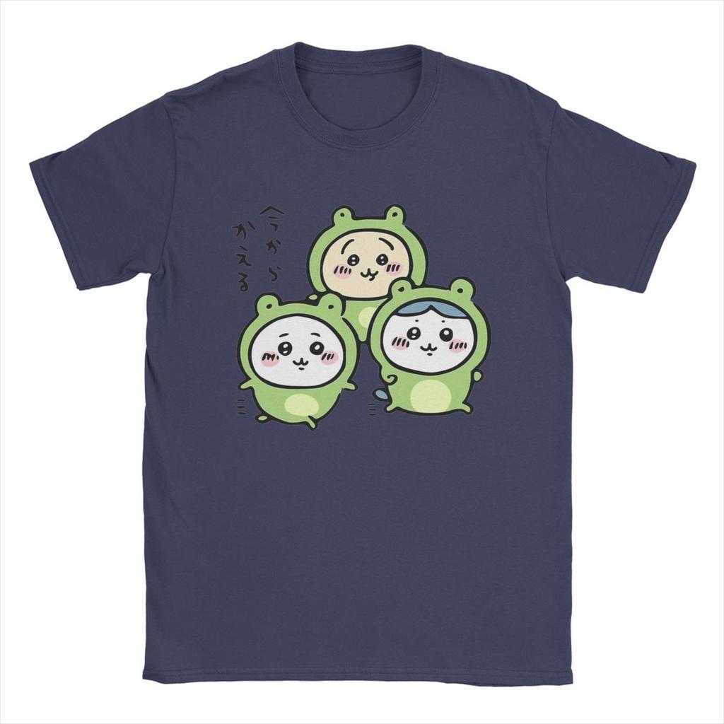 Men Chiikawa And Friends Frogs Hachiware Usagi T Shirt 100% Cotton Clothing Novelty Round Collar Tees Summer T-Shirt