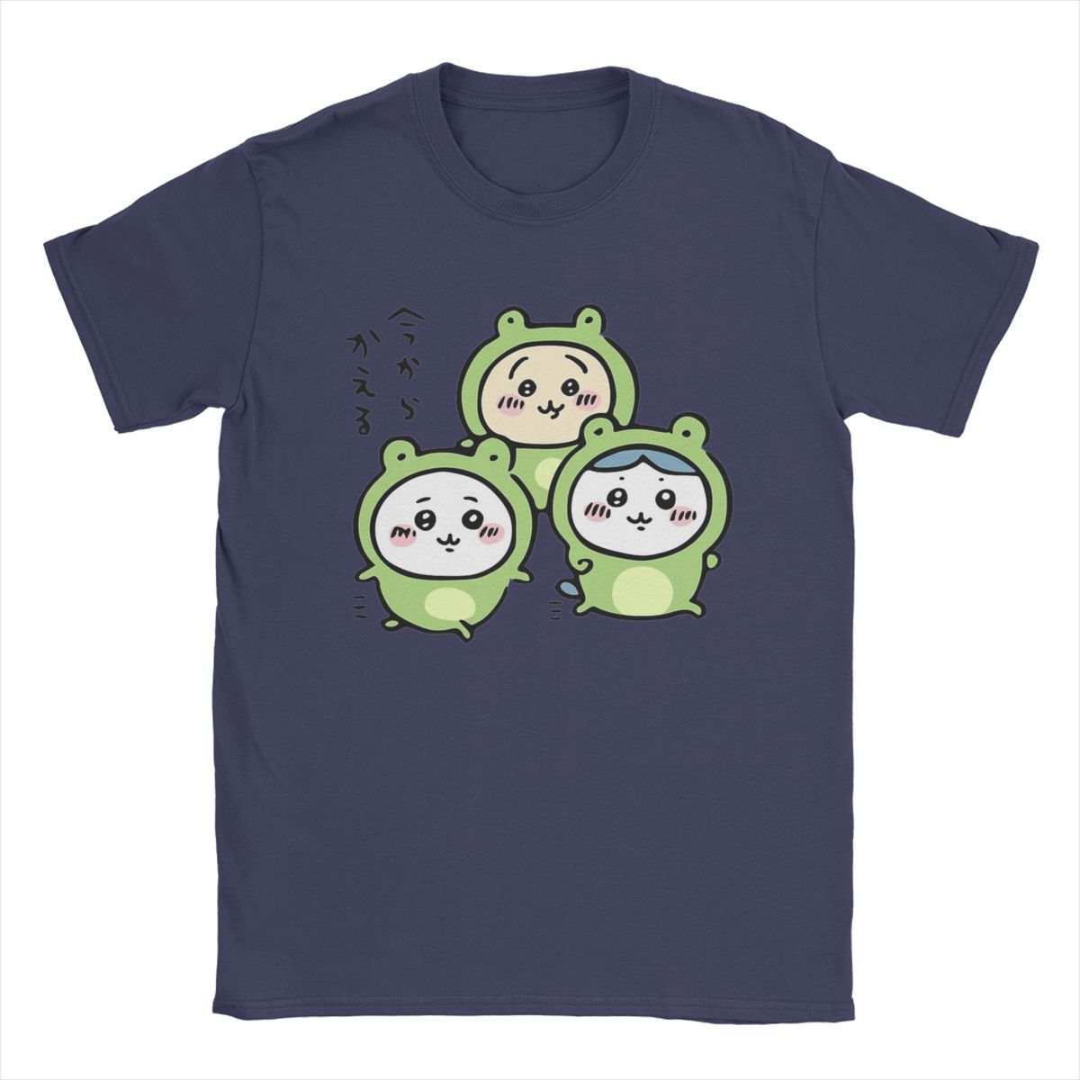 Men Chiikawa And Friends Frogs Hachiware Usagi T Shirt 100% Cotton Clothing Novelty Round Collar Tees Summer T-Shirt 4XL