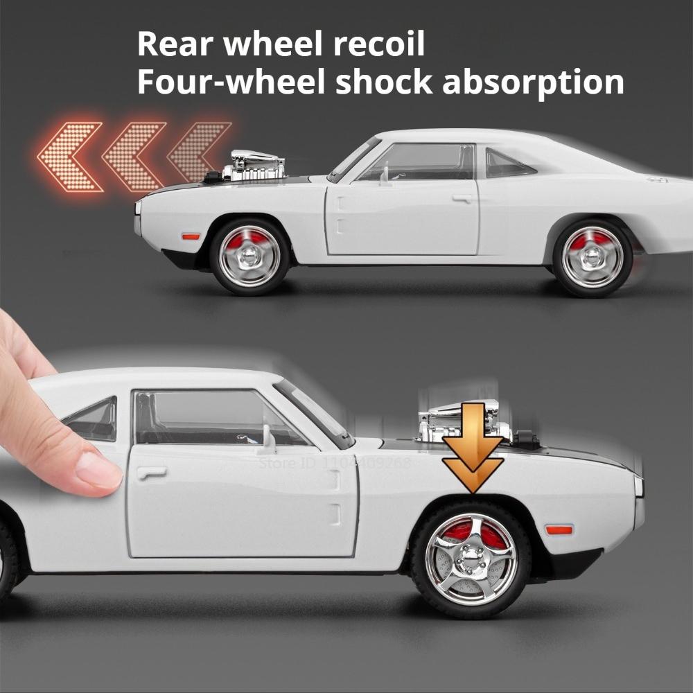 1:24 Charger SRT Hellcat Toy Car Model Wheel Steering Shock Absorption Sports Cars Models Toys Collectible Item for Kids