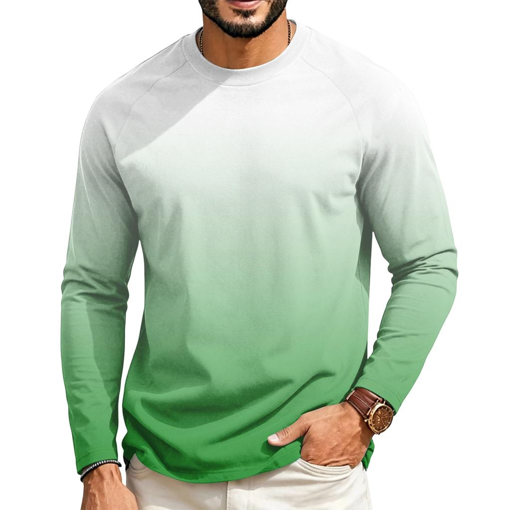 Men's Long Sleeve Raglan T-Shirt with Gradient Design for Casual Everyday Wear