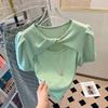 Women's Green Puff Sleeve Short-Sleeve Summer Top