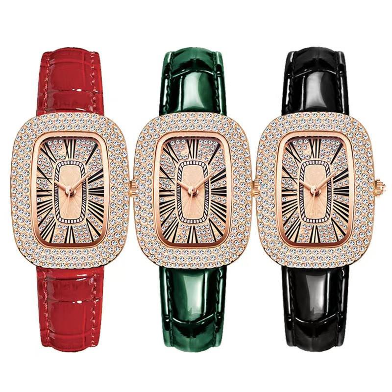 Small Green Watch Ladies Watch Niche Pigeon Egg Kuaishou Rhinestone Gypsy