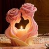 Easy Releases Flexible Silicone Rose Couple Mold for Scented Candle Soap Making Multipurpose Food Grade Crafting Use