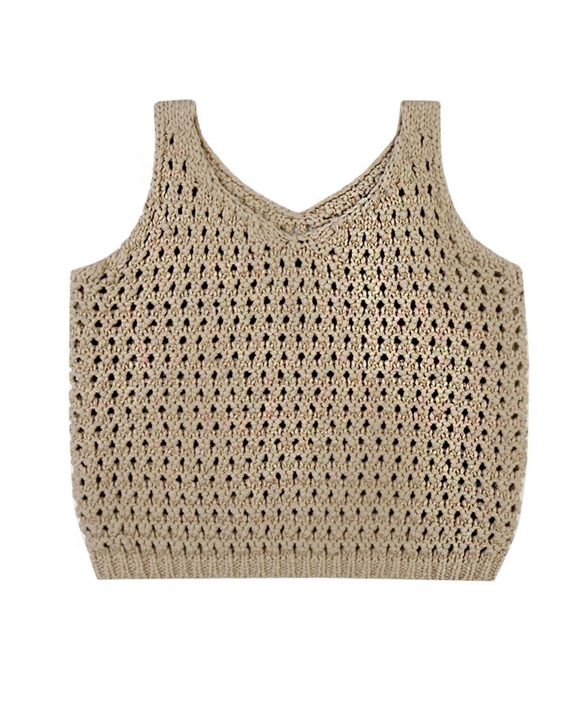 VLETI Cotton Skacy Knit Sleeveless (Beige)