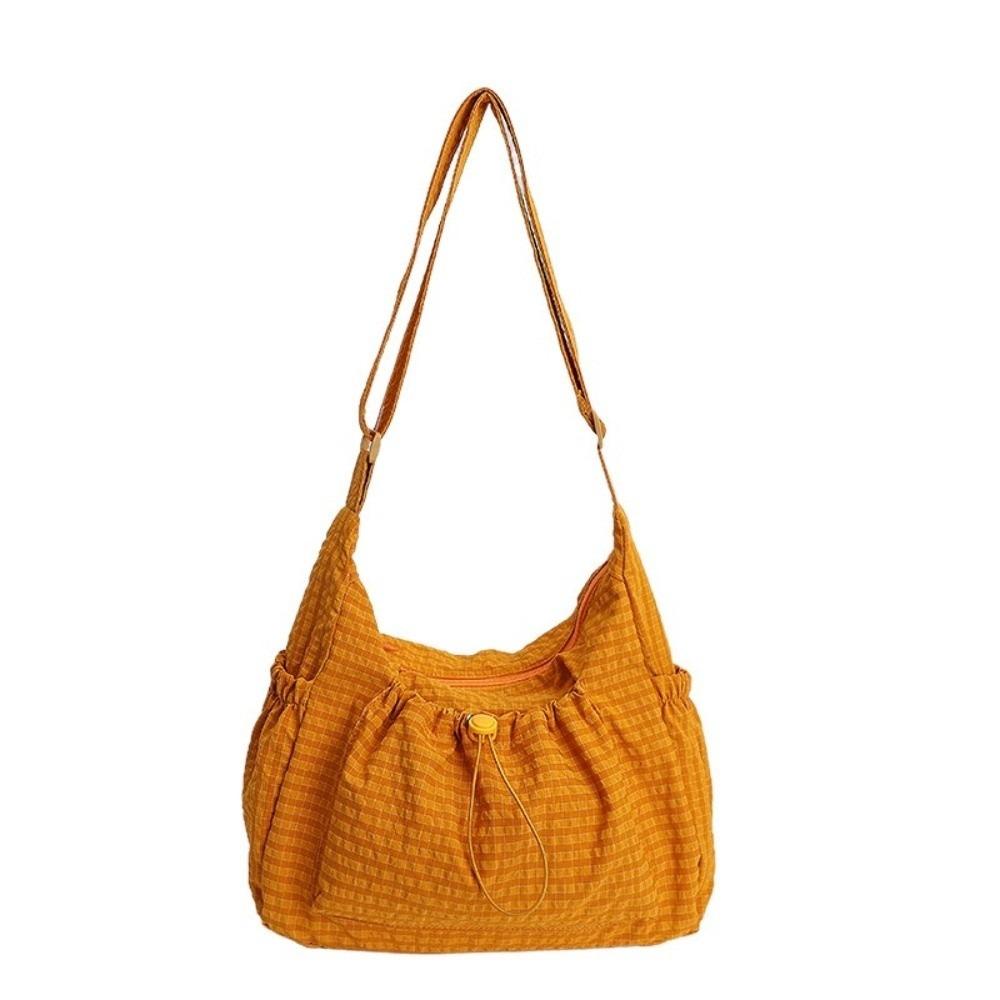 Zipper Closure Pleated Cloud Bag Large Capacity Nylon Crossbody Bag Striped Shoulder Bag Women