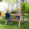 Children's picnic table with solid wood benches, children's table for the garden, 89 x 79 x 50 cm, brown and white