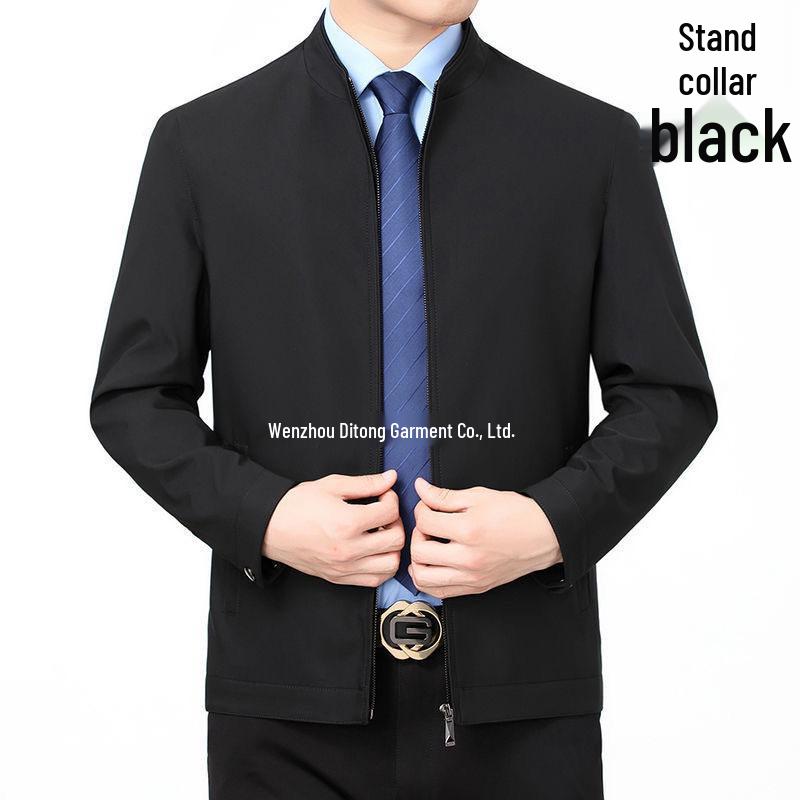 2024 Spring/Autumn High-Quality Lapel Jacket for Middle-Aged and Elderly Men - Fashionable Business Casual Outerwear