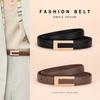 Leather Belt Women'S Cowhide Belt Women'S Smooth Buckle Dress Decorative Belt
