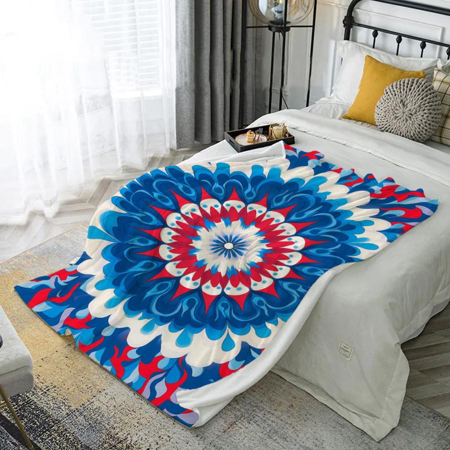 Colorful Mandala Design Microfiber Flannel Cover Blanket Bedroom Living Room Sofa Soft And Comfortable Home Decoration