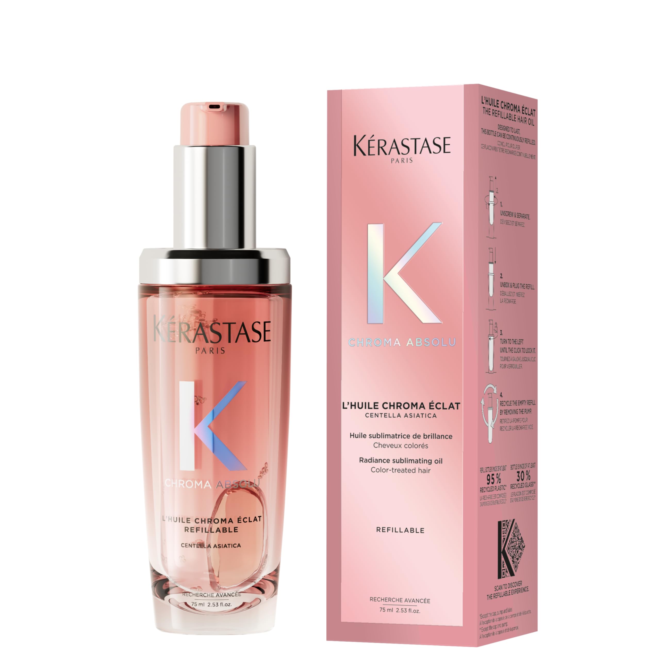 

Kérastase Huirsica Gloss Hair Oil, 75mL, Hair Care, Color Care, Smooth Hair, UV Protection, Color, Long-Lasting