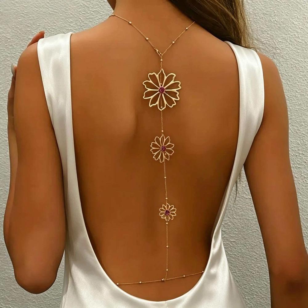 Elegant Women s Body Chain Back Chain All-In-One Necklace Waist Chain  Summer золотой
