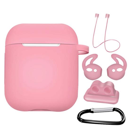 

Чехол для хранения наушников с защитой от потери, амбушюры, ремешок с пряжкой для AirPods 1/2 розовый