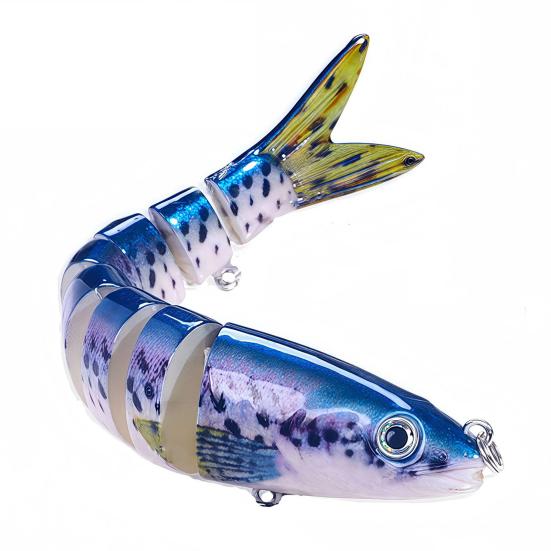 Jointed Artificial Bait Fishing Lure with 3D Eyes Realistic Looking Vibrant Color Fake Bait Hard Lure with Treble Hooks