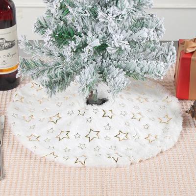 Mini White Christmas Tree Skirt Small Felt Tree Skirt White with Snowflake Tree Mat Xmas Tiny Skirts Decor for Xmas Tree Decor