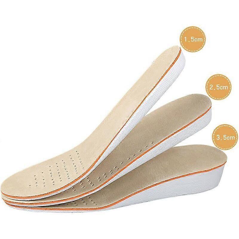 Invisible Height Increase Insoles For Men and Women Comfortable Breathable Leather Pigskin Casual Shoes Pad Full Height Increase (S (35-40 EU) heel h
