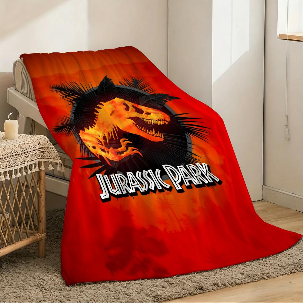 Jurassic Park Throw Lightweight 240g Flannel Blanket Soft Skin-friendly for Summer Cooling