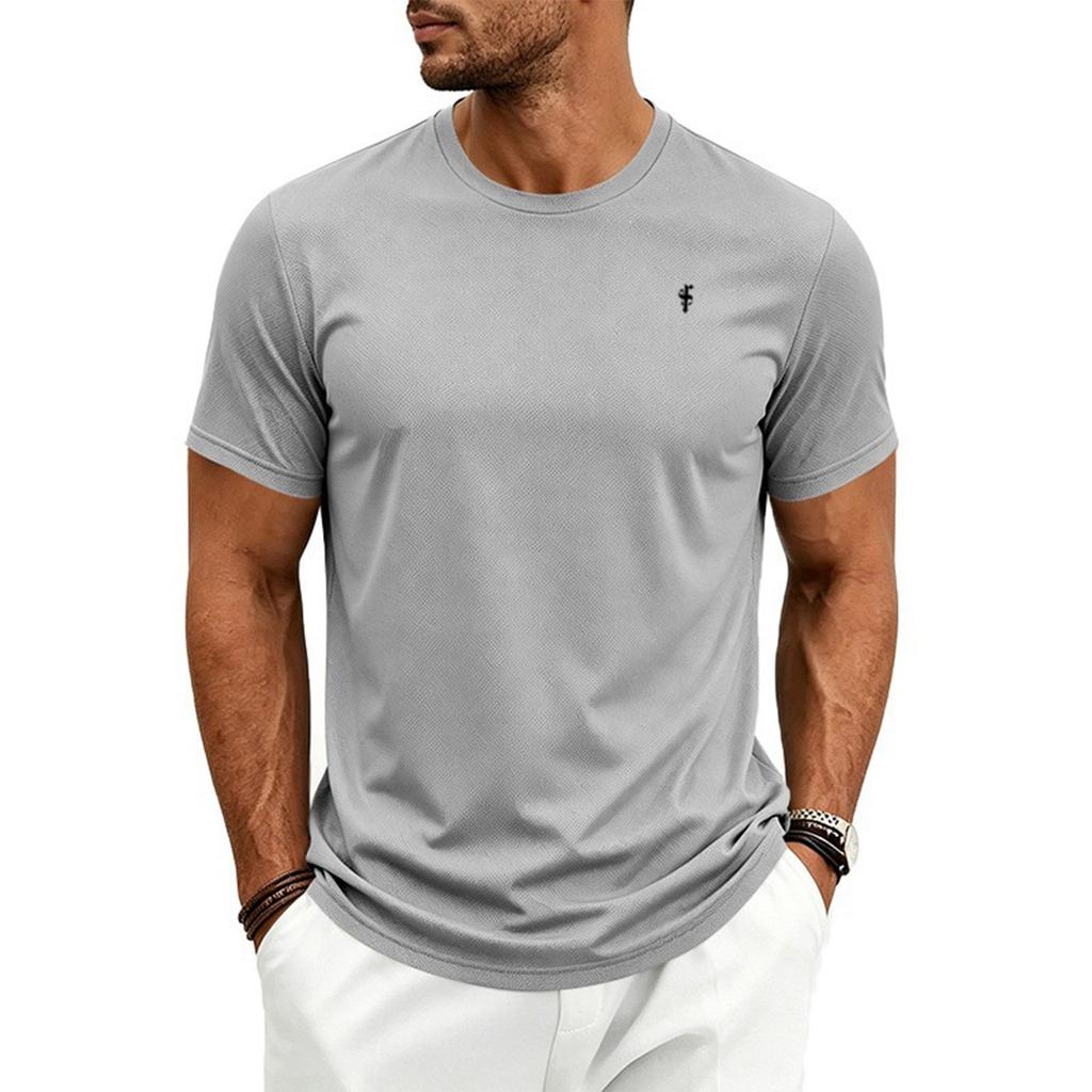 Men's Quick Dry Plus Size Athletic T Shirt with Music Note Print Crew Neck Short Sleeve Lightweight Top