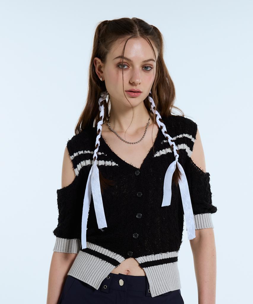 LARTIGENT L11 Off Shoulder Knit(Black)