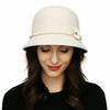 Solid Color Flower Topper Hat Pearl Woolen Bucket Hat Elegant Fisherman Hat  Girl