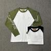 Cortiez Color-Block Raglan Sleeve T-Shirt Mens Loose Fit Cotton Crewneck Tee Fall Casual Wear