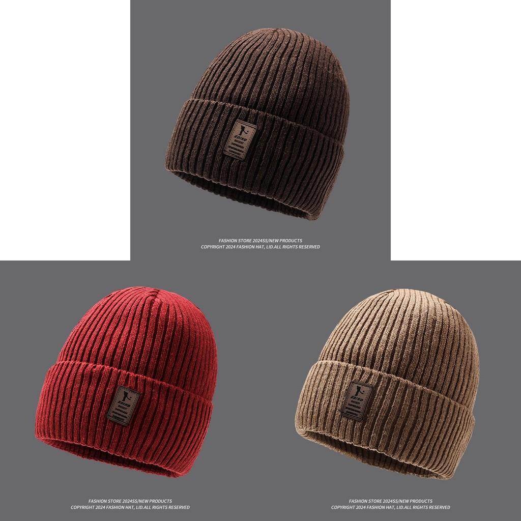 Thick Knitted Beanie Hat Winter Warmth Unisex Cap Windproof Gift Color Solid