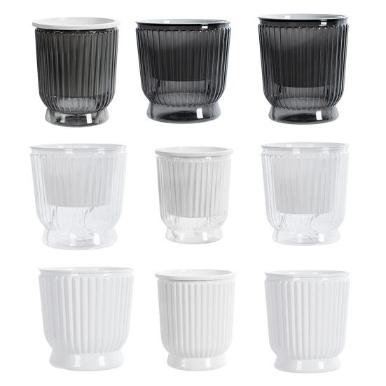 Self Watering Plant Pot Plastic Flower Pot with Water Reservoir Wick Ropes Modern Indoor Planter for Home Office