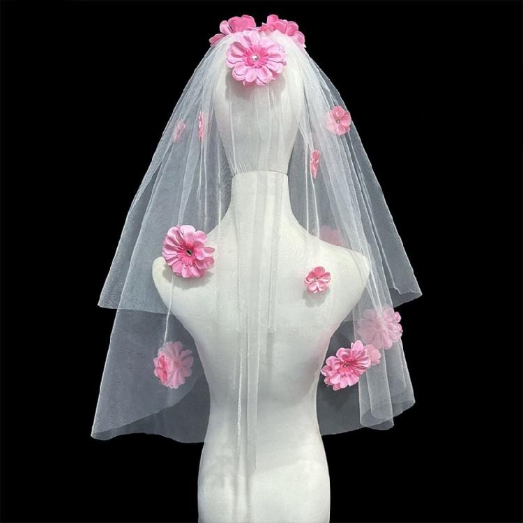 Flower Studded Bridal Veil for Bride To Be Gift, Bridal Shower, Wedding Veil